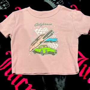 CALIFORNIA CAR CLUB PINK CROP TEE